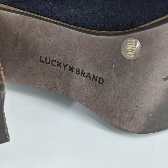 Lucky Brand Blue Suede Maldee Heeled Ankle Boots - Picture 7 of 7